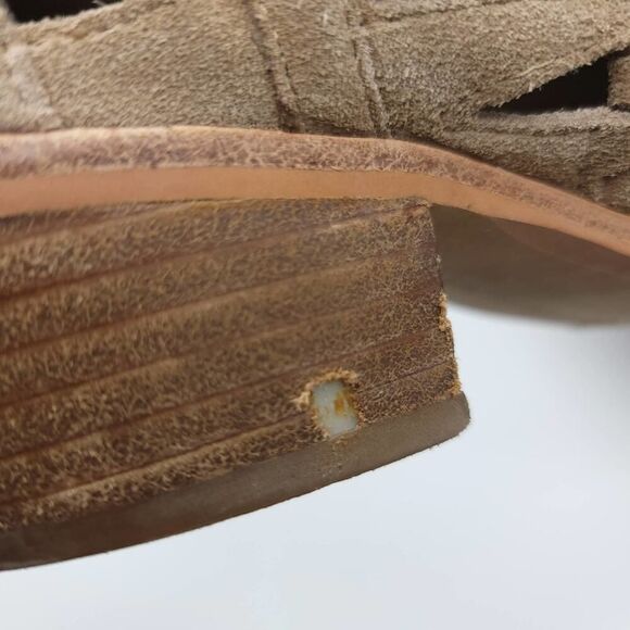 Vince Camuto Peera Cutout Suede Ankle Booties Khaki Size 7.5 - Picture 7 of 14